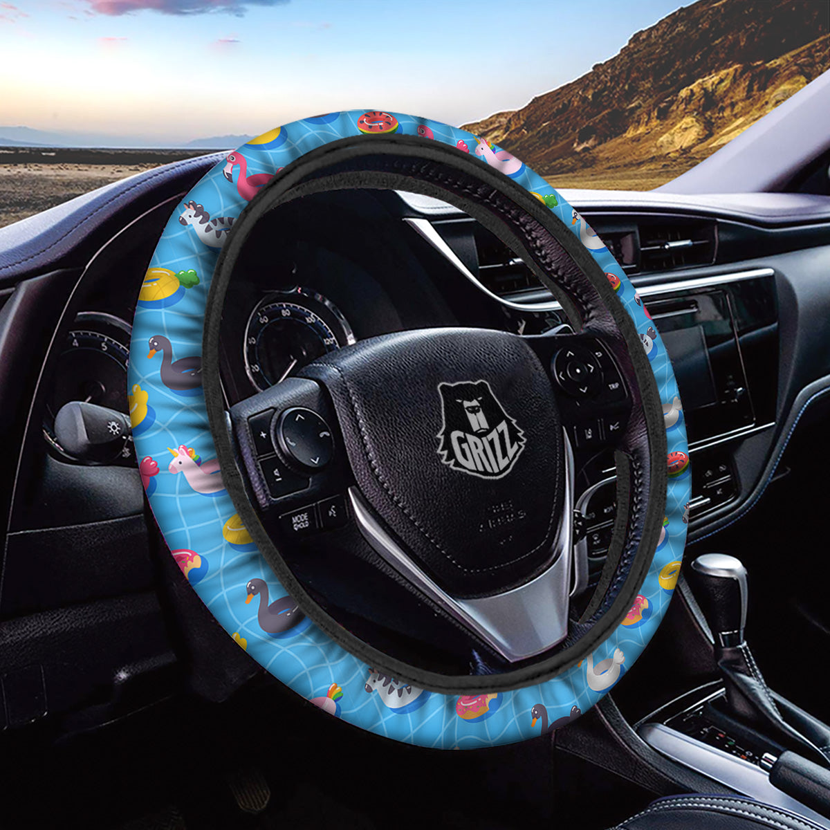 Summer Floats Ring Print Pattern Car Steering Wheel Cover-grizzshop