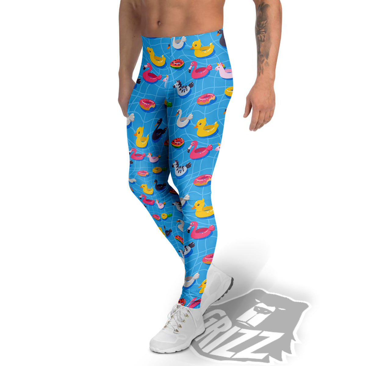 Summer Floats Ring Print Pattern Men's Leggings-grizzshop