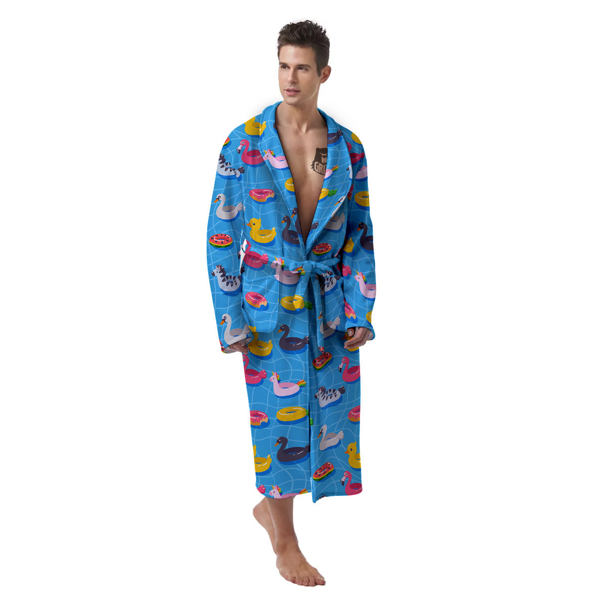 Summer Floats Ring Print Pattern Men's Robe-grizzshop
