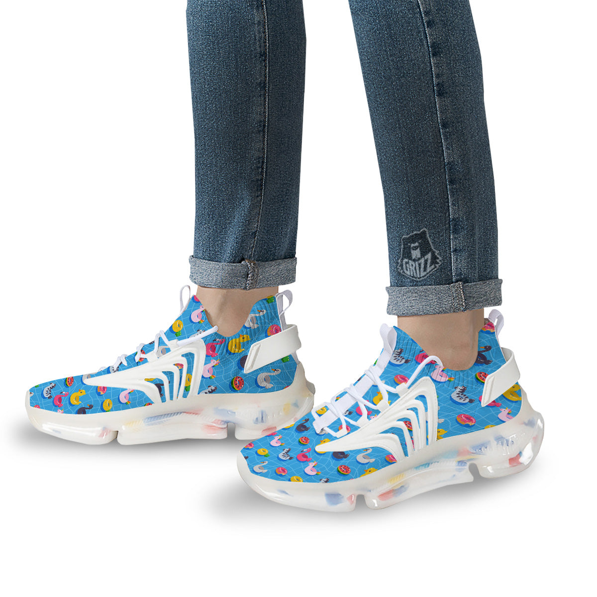 Summer Floats Ring Print Pattern White Gym Shoes-grizzshop