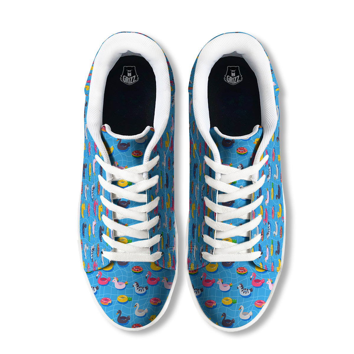 Summer Floats Ring Print Pattern White Low Top Sneakers-grizzshop