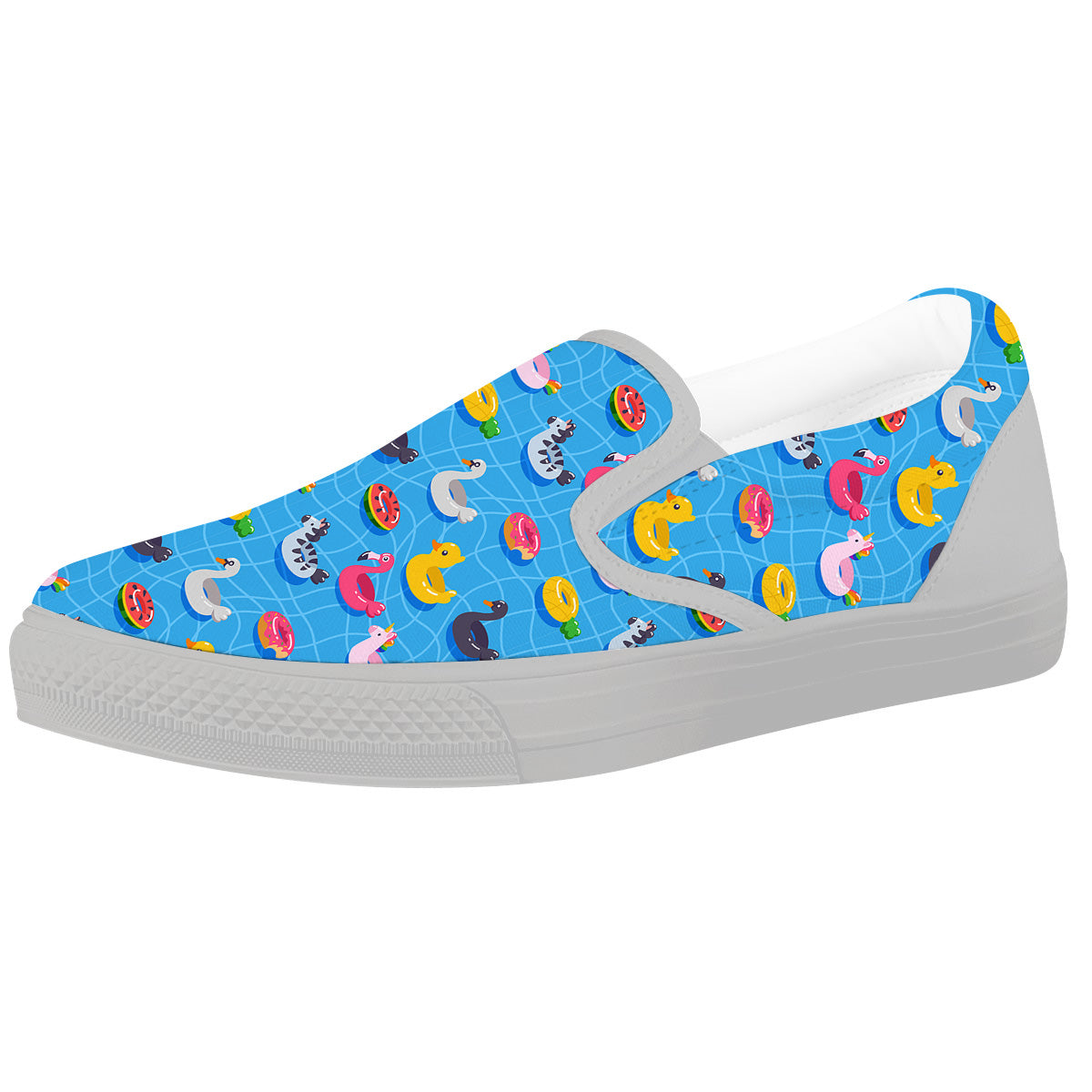 Summer Floats Ring Print Pattern White Slip On Shoes-grizzshop