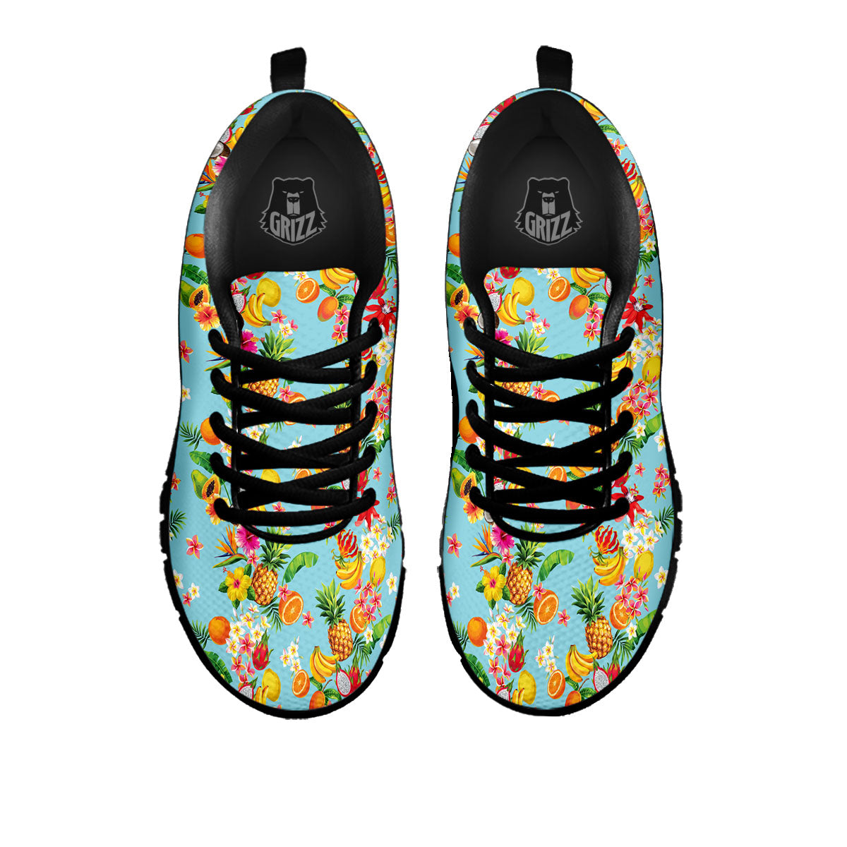 Summer Fruits Tropical Print Pattern Black Sneaker-grizzshop