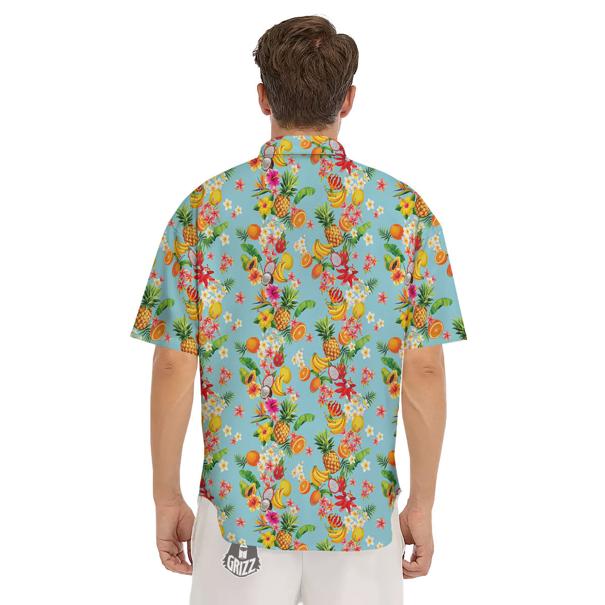 Summer Fruits Tropical Print Pattern Men's Short Sleeve Shirts-grizzshop