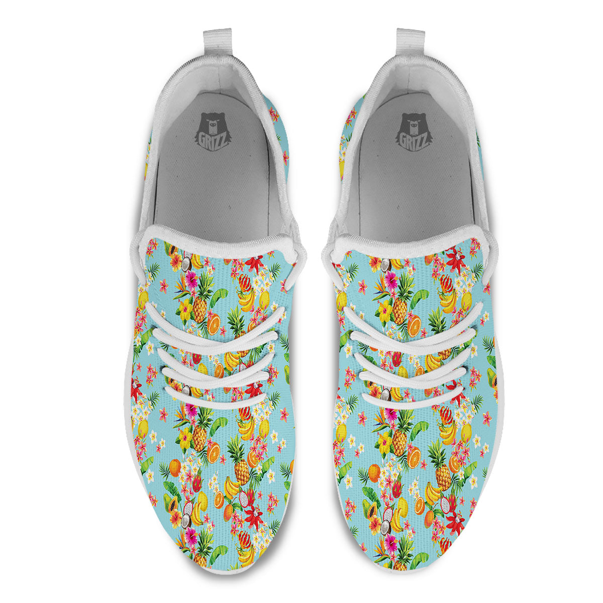 Summer Fruits Tropical Print Pattern White Athletic Shoes-grizzshop