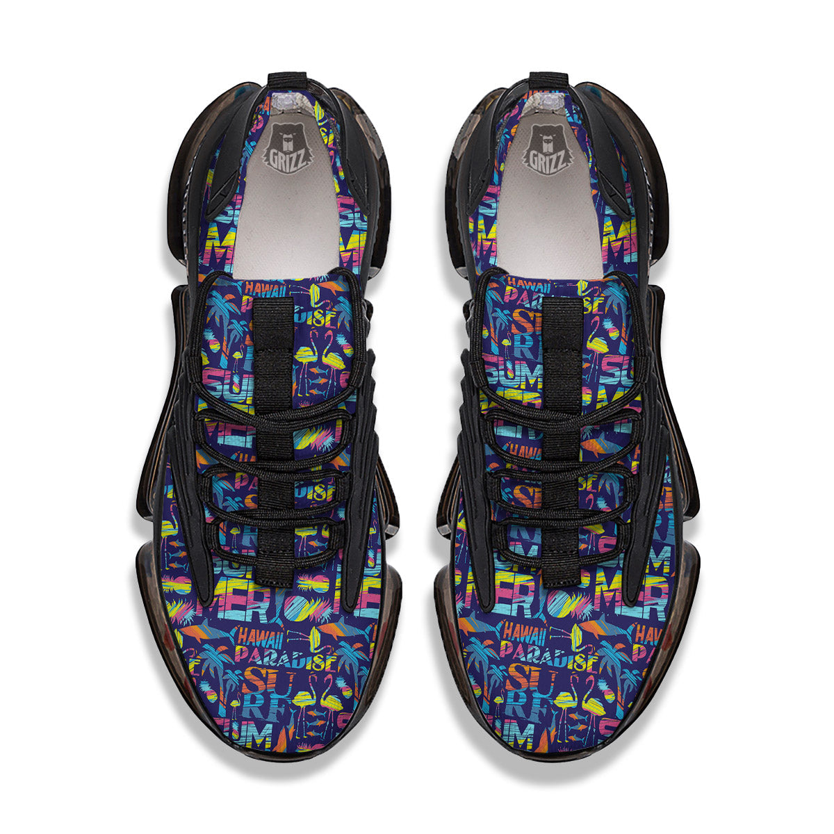Summer Surfing Colorful Print Pattern Black Gym Shoes-grizzshop