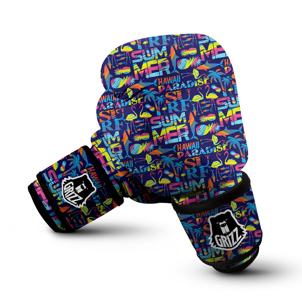 Summer Surfing Colorful Print Pattern Boxing Gloves-grizzshop