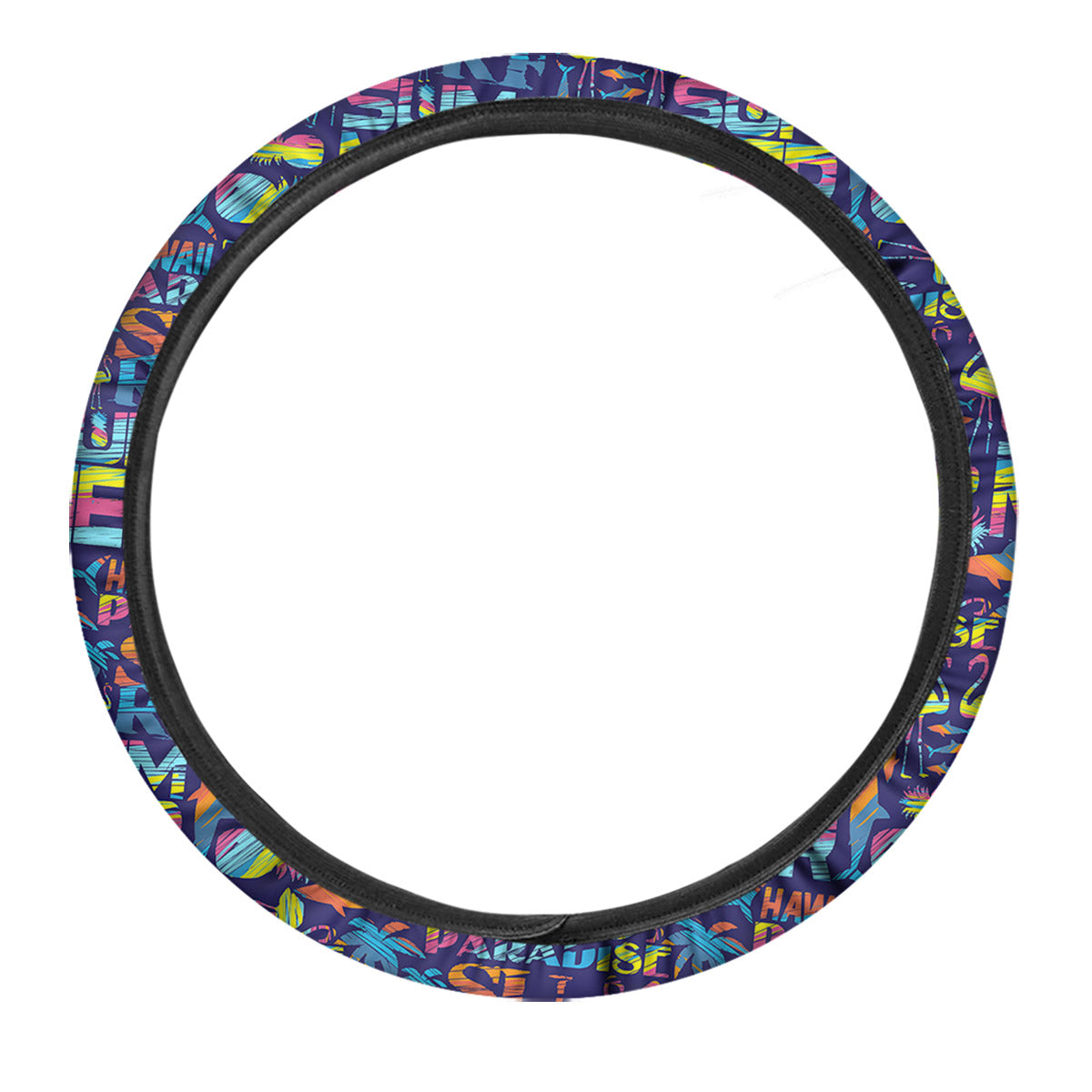 Summer Surfing Colorful Print Pattern Car Steering Wheel Cover-grizzshop