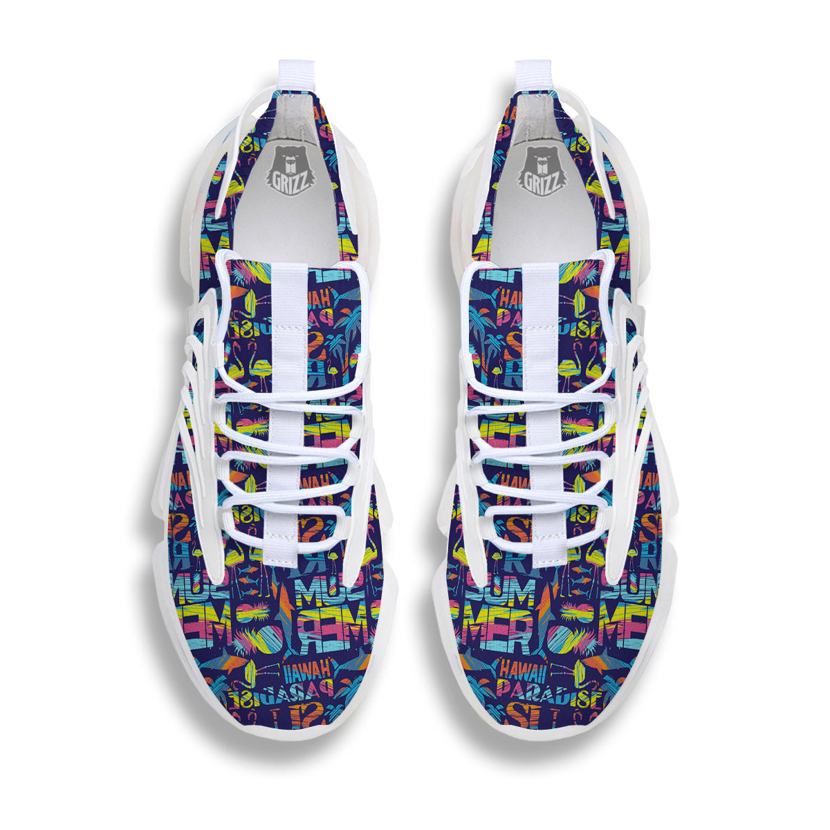 Summer Surfing Colorful Print Pattern White Gym Shoes-grizzshop