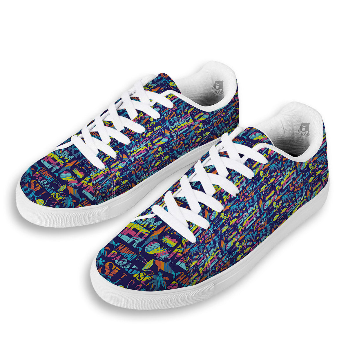 Summer Surfing Colorful Print Pattern White Low Top Sneakers-grizzshop