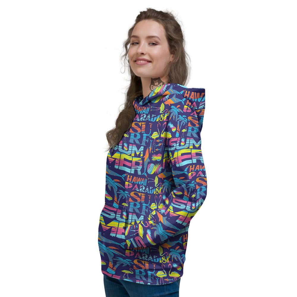 Summer Surfing Colorful Print Pattern Women's Hoodie-grizzshop