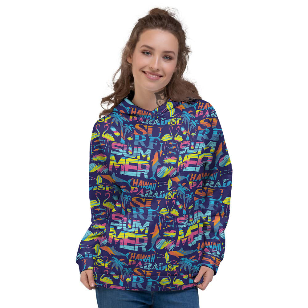 Summer Surfing Colorful Print Pattern Women's Hoodie-grizzshop