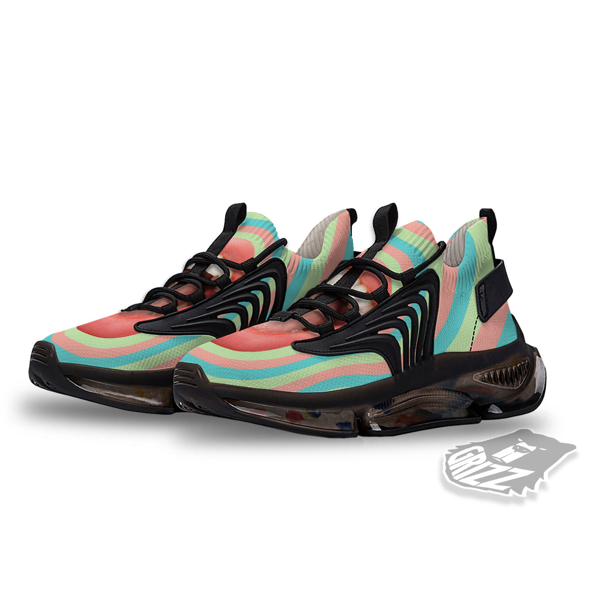 Summer Time Mood Mouth Print Black Gym Shoes-grizzshop
