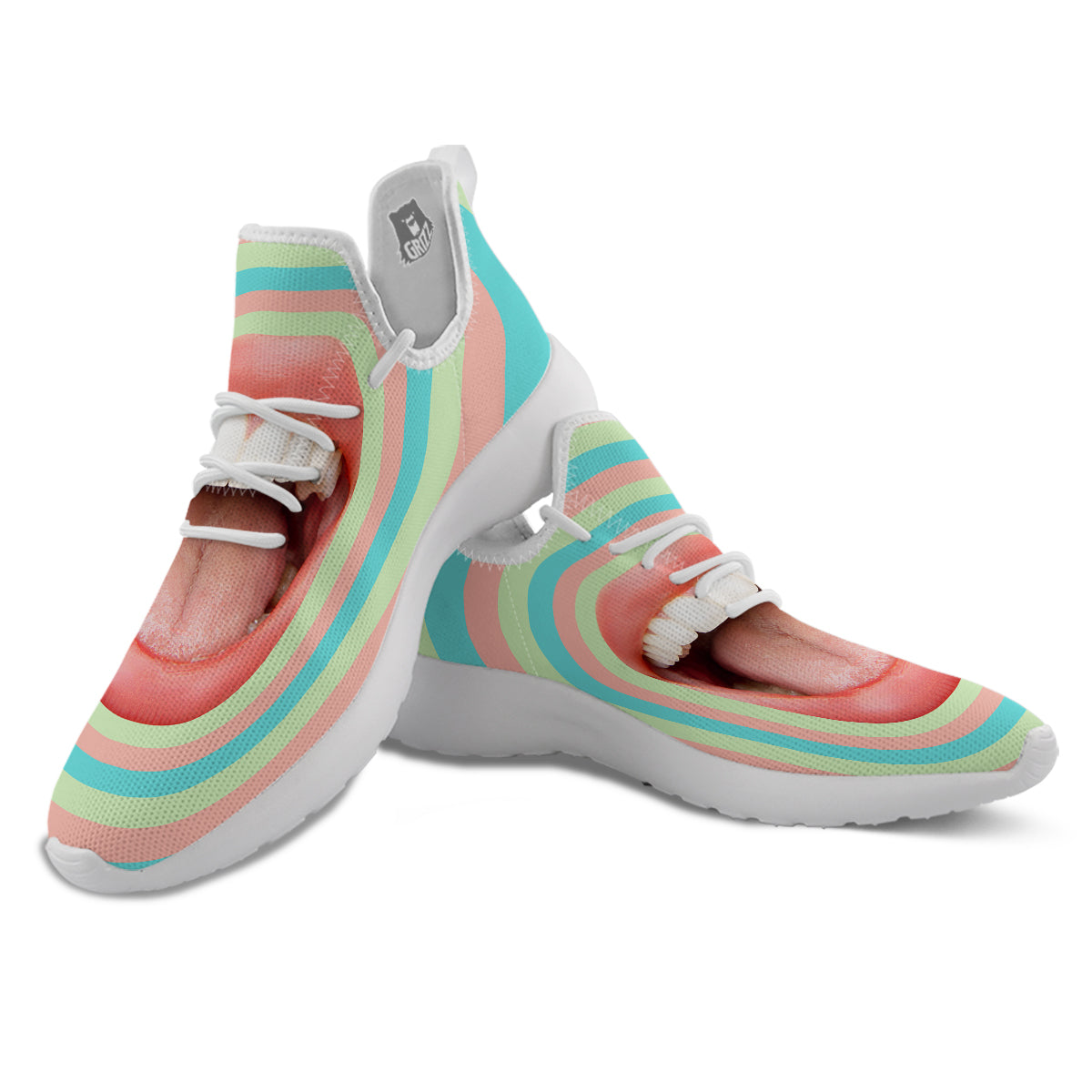 Summer Time Mood Mouth Print White Athletic Shoes-grizzshop