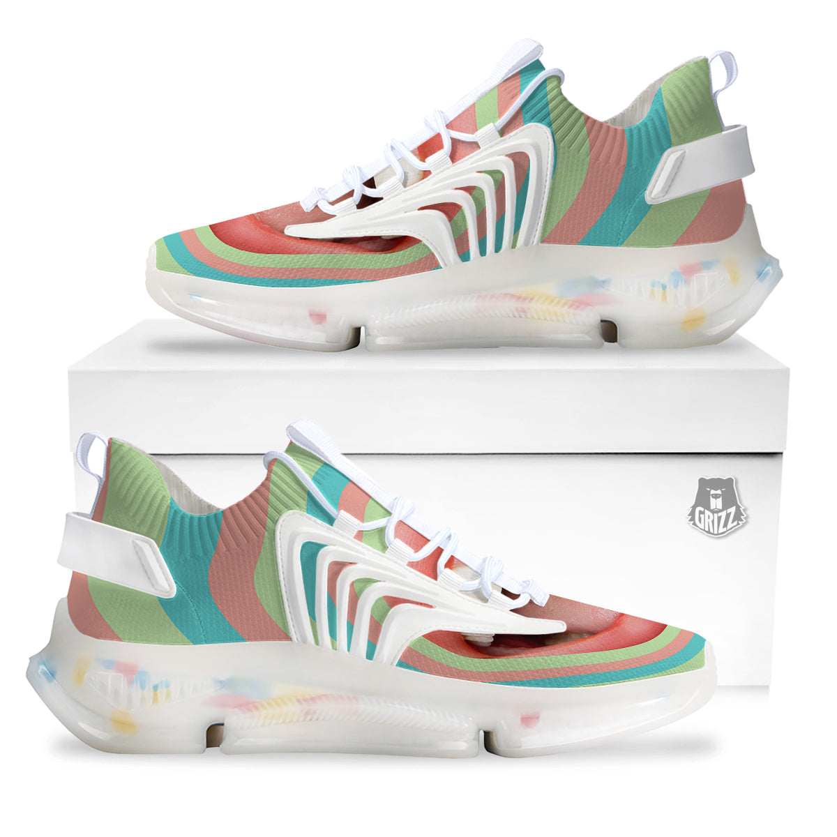 Summer Time Mood Mouth Print White Gym Shoes-grizzshop