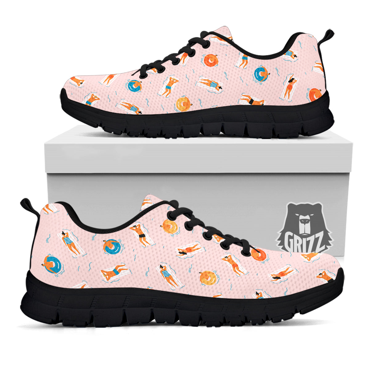 Summer Time Relixing Print Pattern Black Sneaker-grizzshop