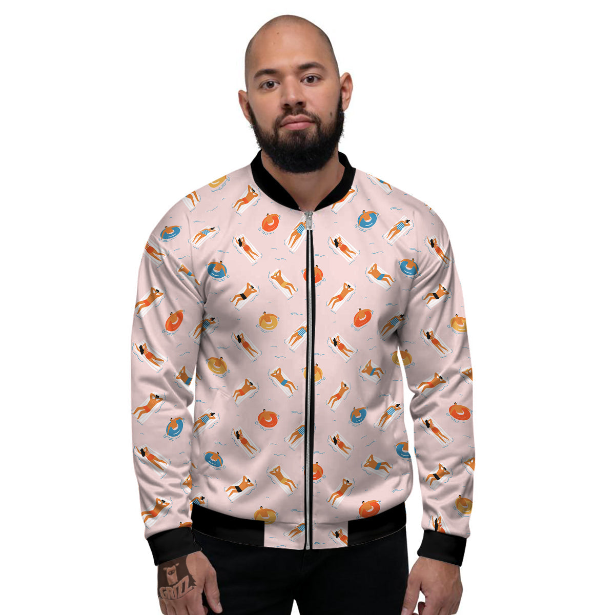 Summer Time Relixing Print Pattern Men's Bomber Jacket-grizzshop