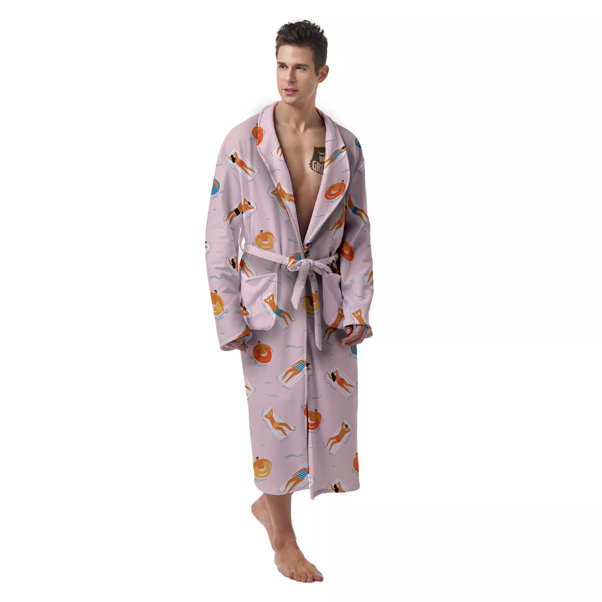 Summer Time Relixing Print Pattern Men's Robe-grizzshop