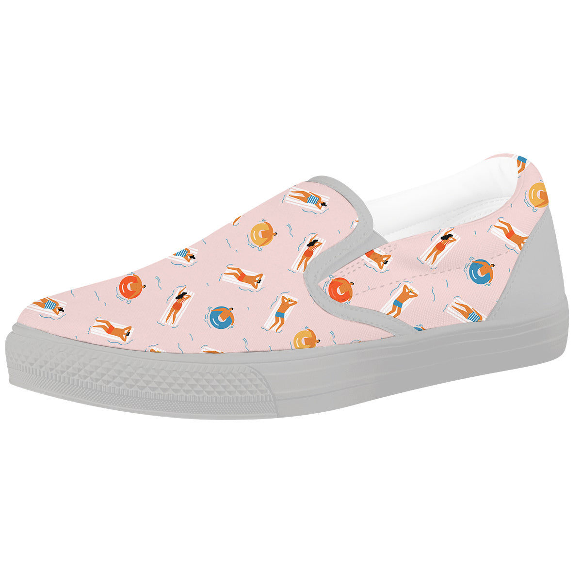 Summer Time Relixing Print Pattern White Slip On Shoes-grizzshop