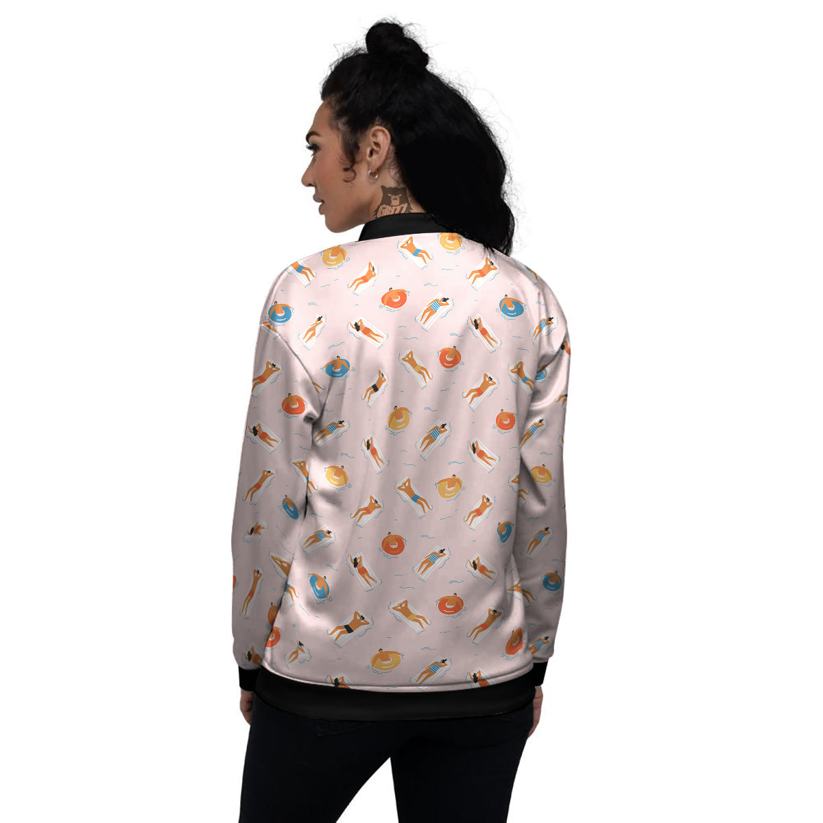 Summer Time Relixing Print Pattern Women's Bomber Jacket-grizzshop