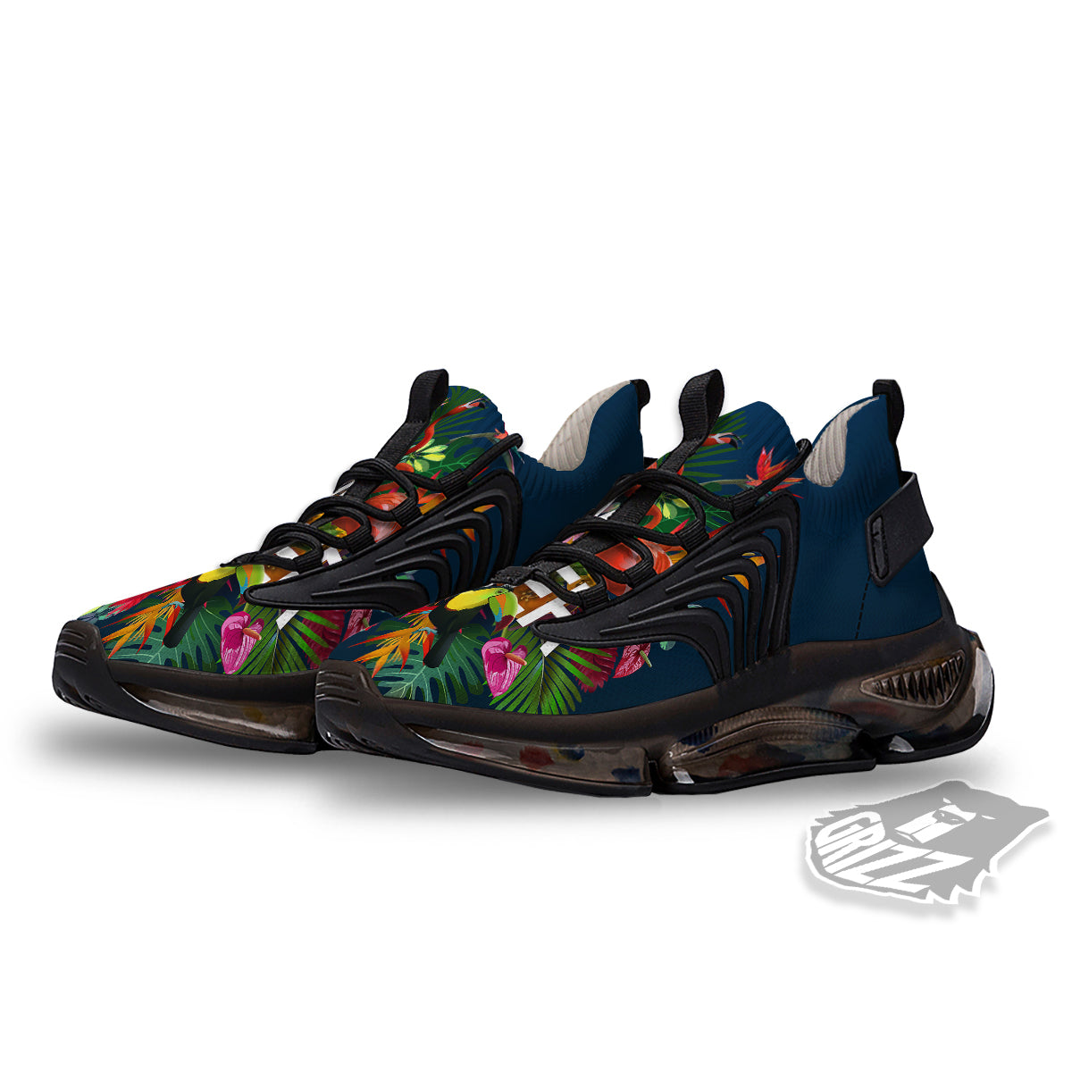 Summer Tropical Birds And Flowers For Travel Print Black Gym Shoes-grizzshop