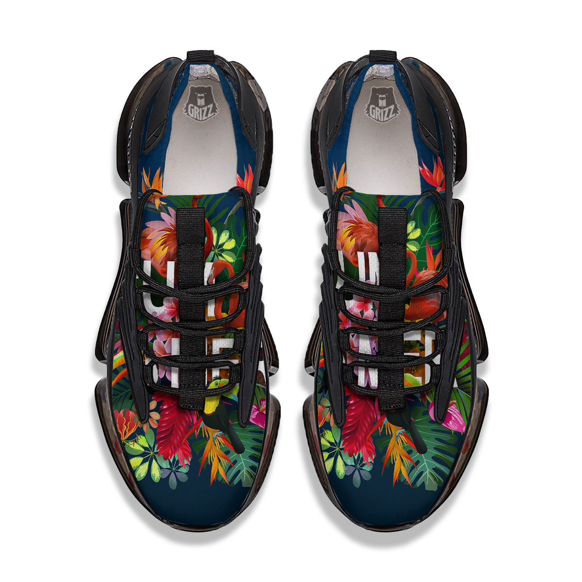 Summer Tropical Birds And Flowers For Travel Print Black Gym Shoes-grizzshop
