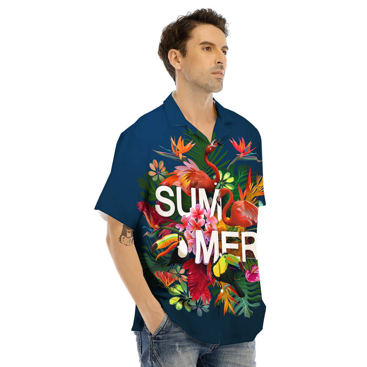 Summer Tropical Birds And Flowers For Travel Print Men's Hawaiian Shirt-grizzshop