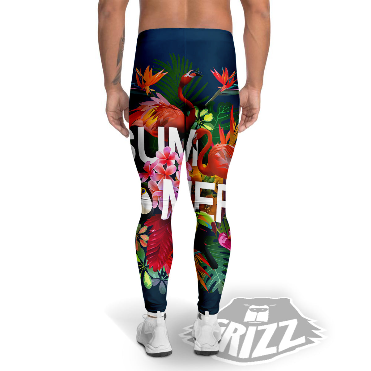 Summer Tropical Birds And Flowers For Travel Print Men's Leggings-grizzshop