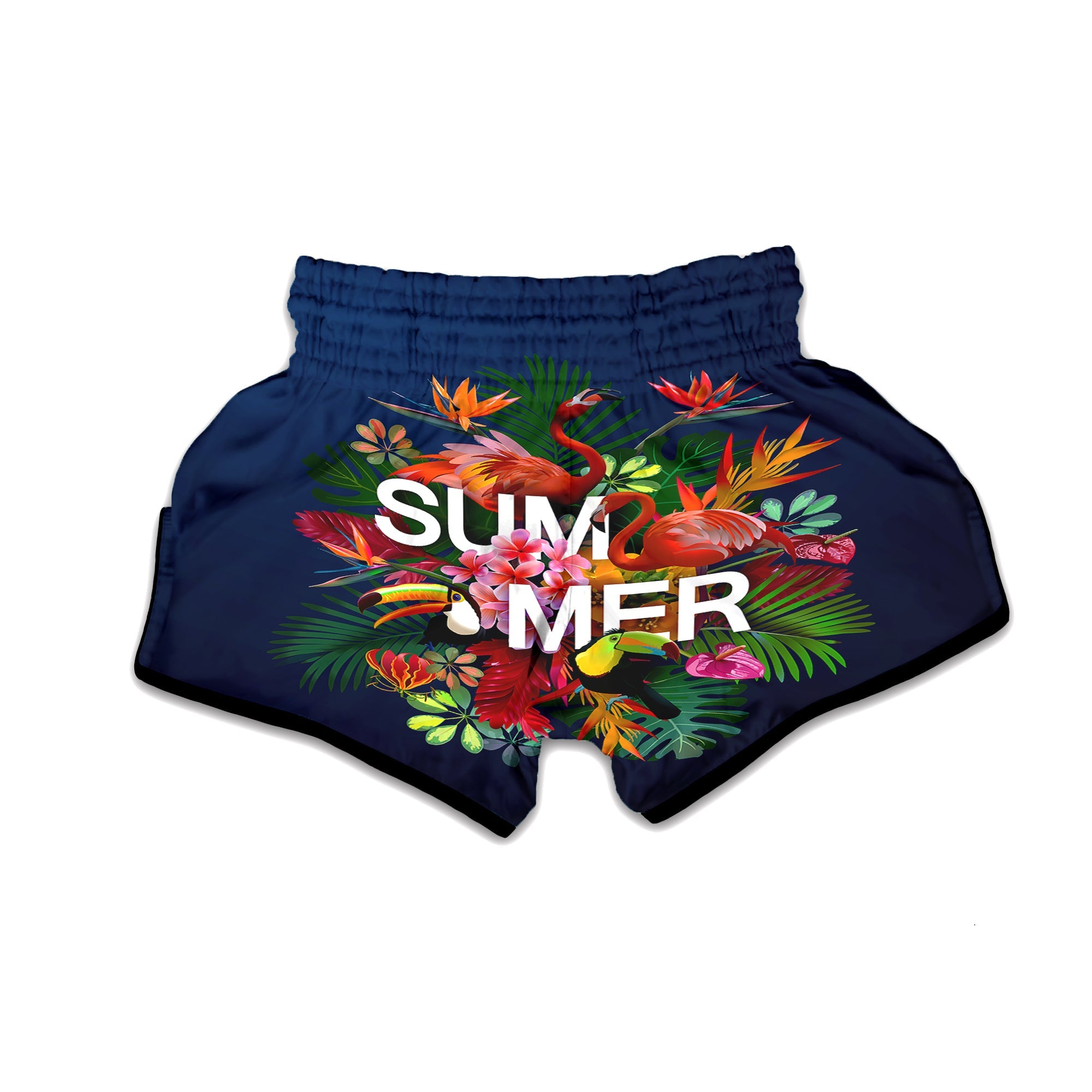Summer Tropical Birds And Flowers For Travel Print Muay Thai Boxing Shorts-grizzshop