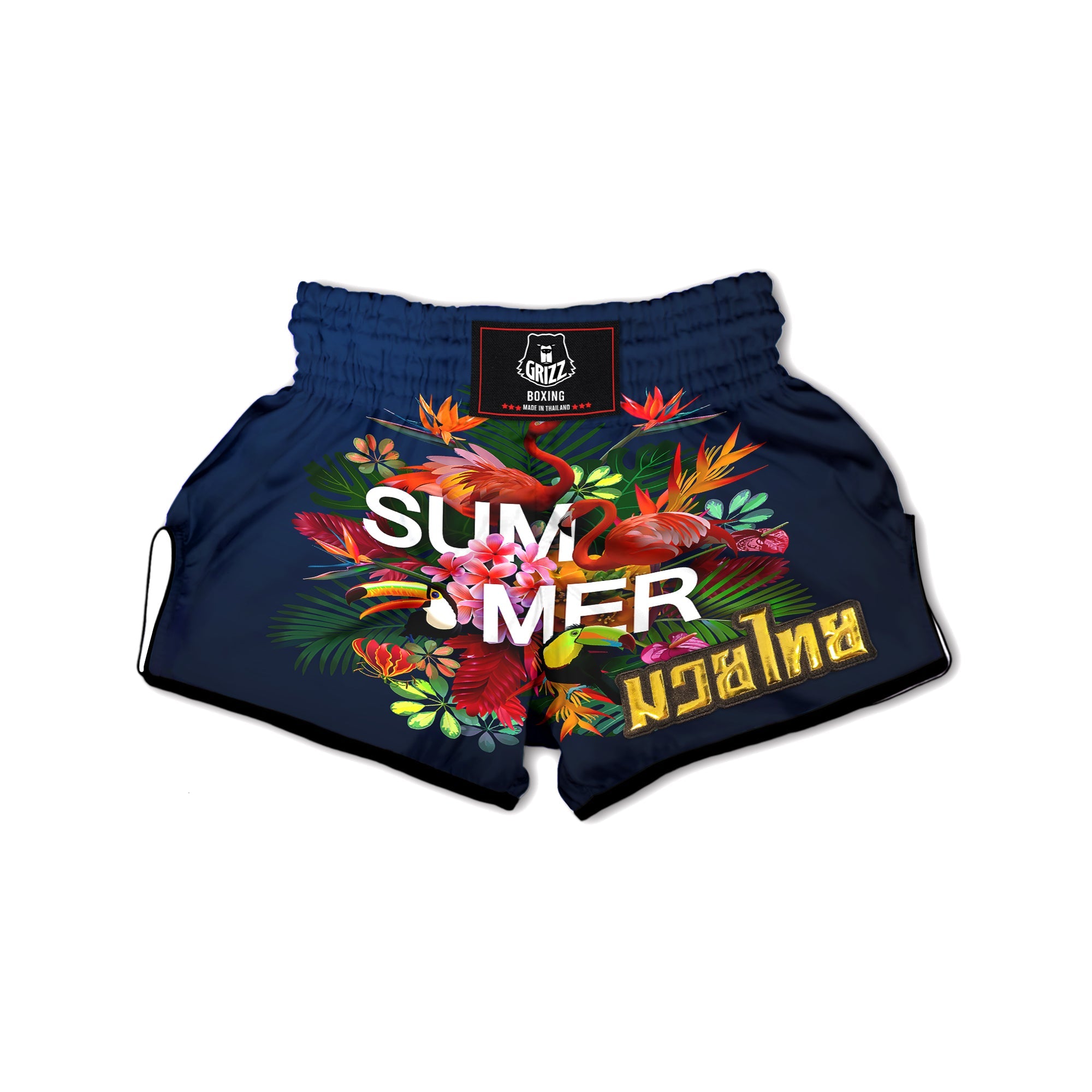 Summer Tropical Birds And Flowers For Travel Print Muay Thai Boxing Shorts-grizzshop