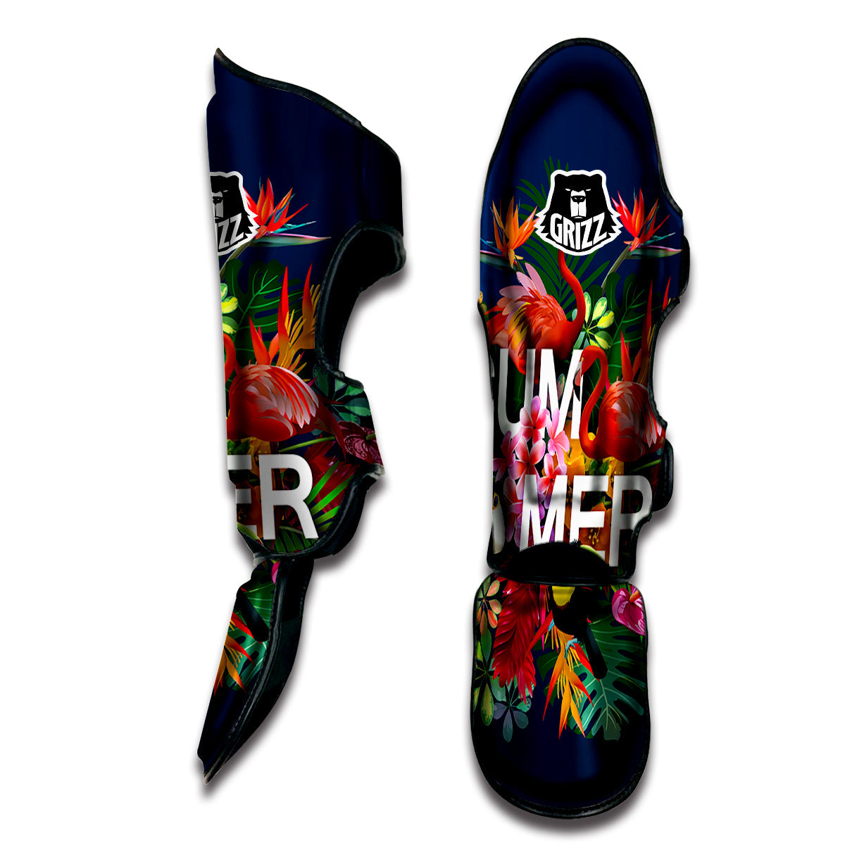 Summer Tropical Birds And Flowers For Travel Print Muay Thai Shin Guards-grizzshop