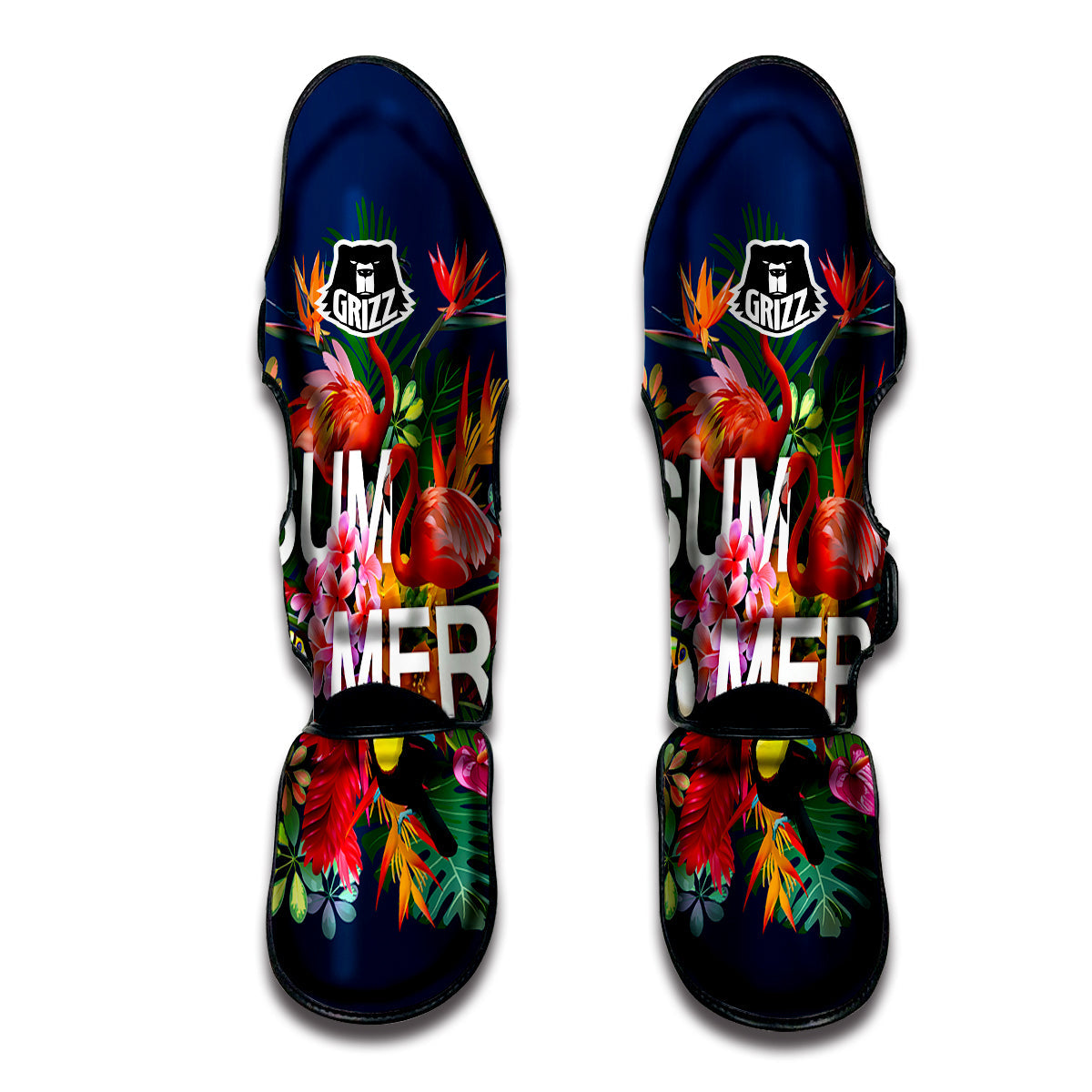 Summer Tropical Birds And Flowers For Travel Print Muay Thai Shin Guards-grizzshop