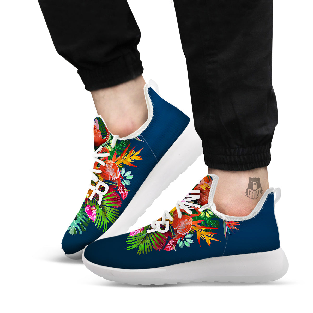 Summer Tropical Birds And Flowers For Travel Print White Athletic Shoes-grizzshop