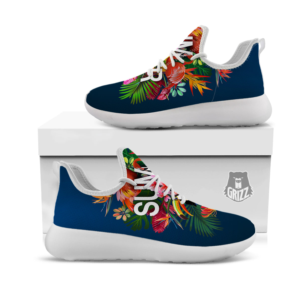 Summer Tropical Birds And Flowers For Travel Print White Athletic Shoes-grizzshop