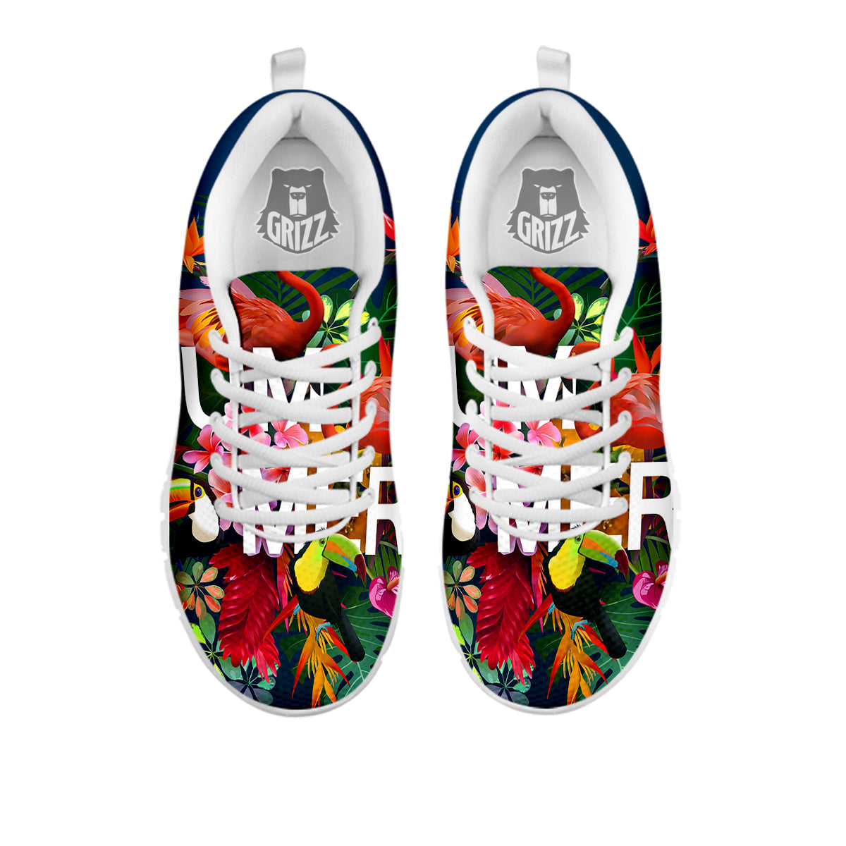 Summer Tropical Birds And Flowers For Travel Print White Sneaker-grizzshop