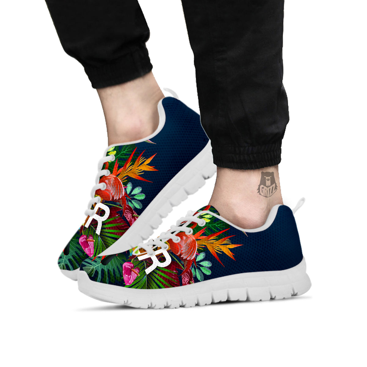 Summer Tropical Birds And Flowers For Travel Print White Sneaker-grizzshop
