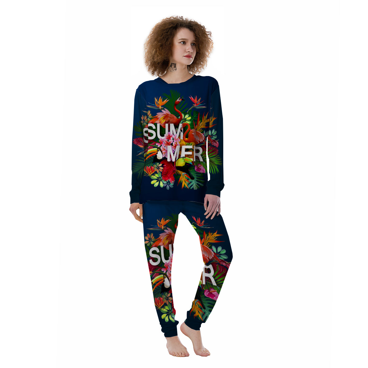 Summer Tropical Birds And Flowers For Travel Print Women's Pajamas-grizzshop