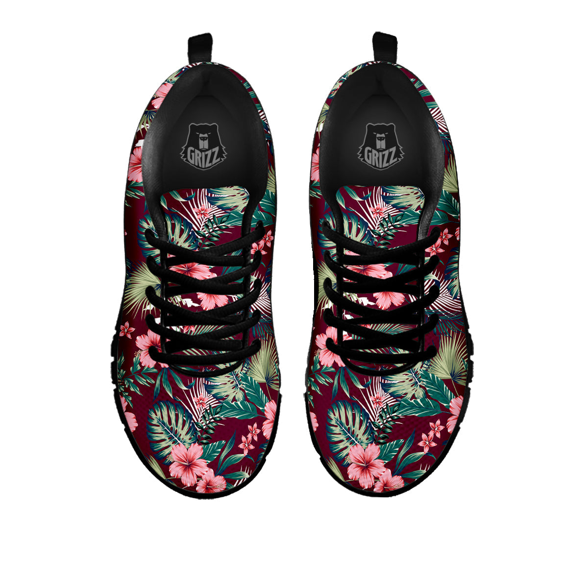 Summer Tropical Print Pattern Black Sneaker-grizzshop