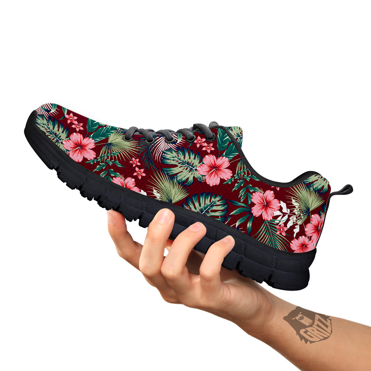 Summer Tropical Print Pattern Black Sneaker-grizzshop