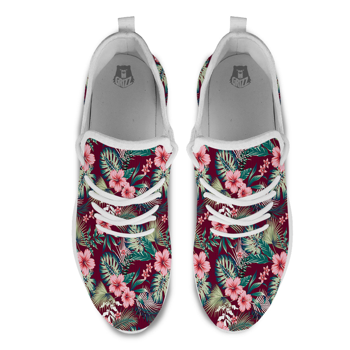 Summer Tropical Print Pattern White Athletic Shoes-grizzshop