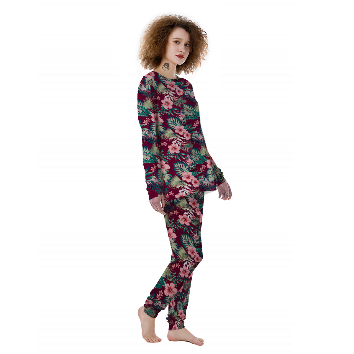 Summer Tropical Print Pattern Women's Pajamas-grizzshop