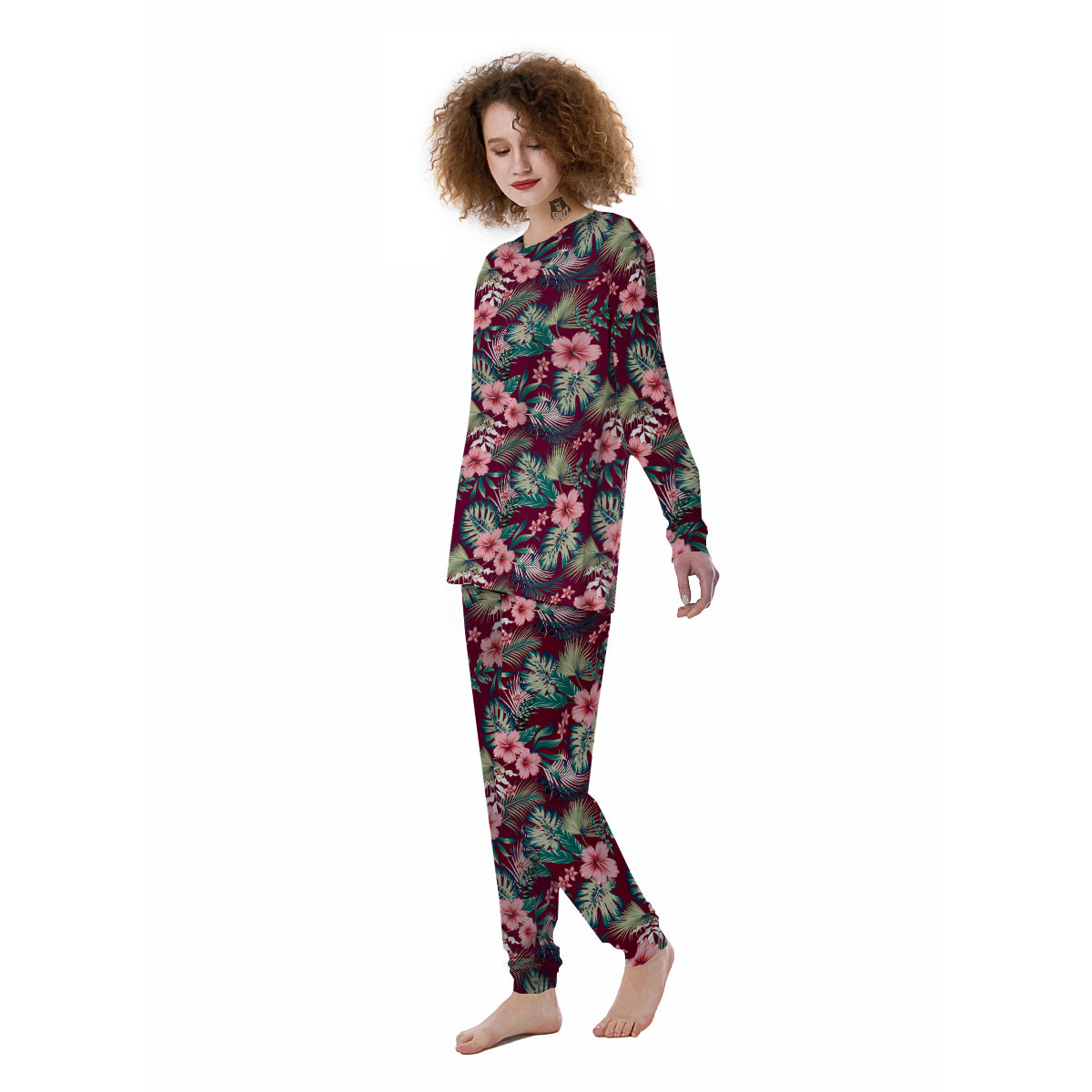 Summer Tropical Print Pattern Women's Pajamas-grizzshop