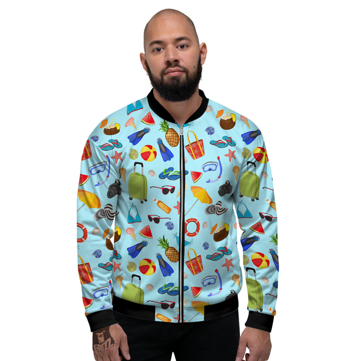 Summer Vacation Travel Print Pattern Men's Bomber Jacket-grizzshop
