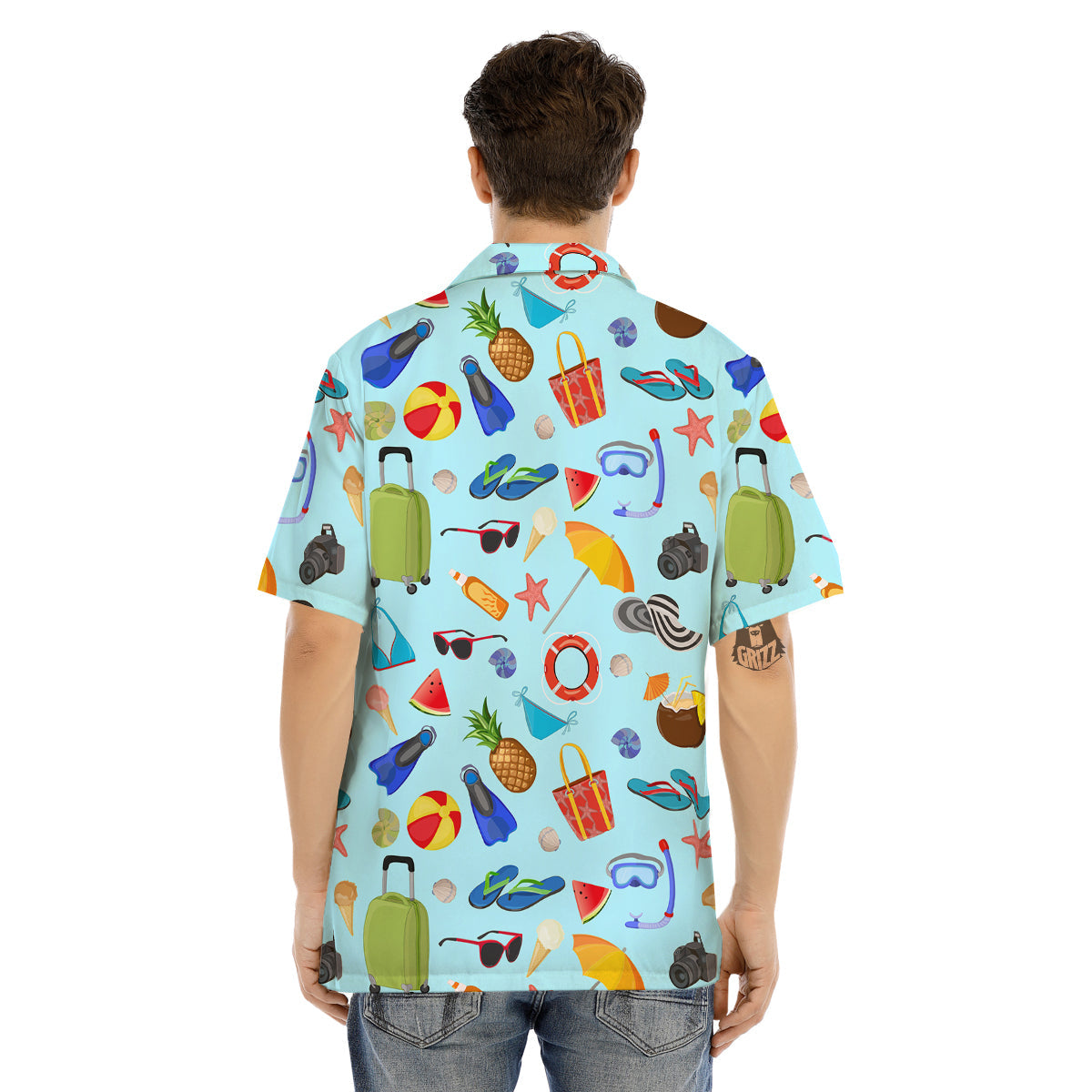 Summer Vacation Travel Print Pattern Men's Hawaiian Shirt-grizzshop
