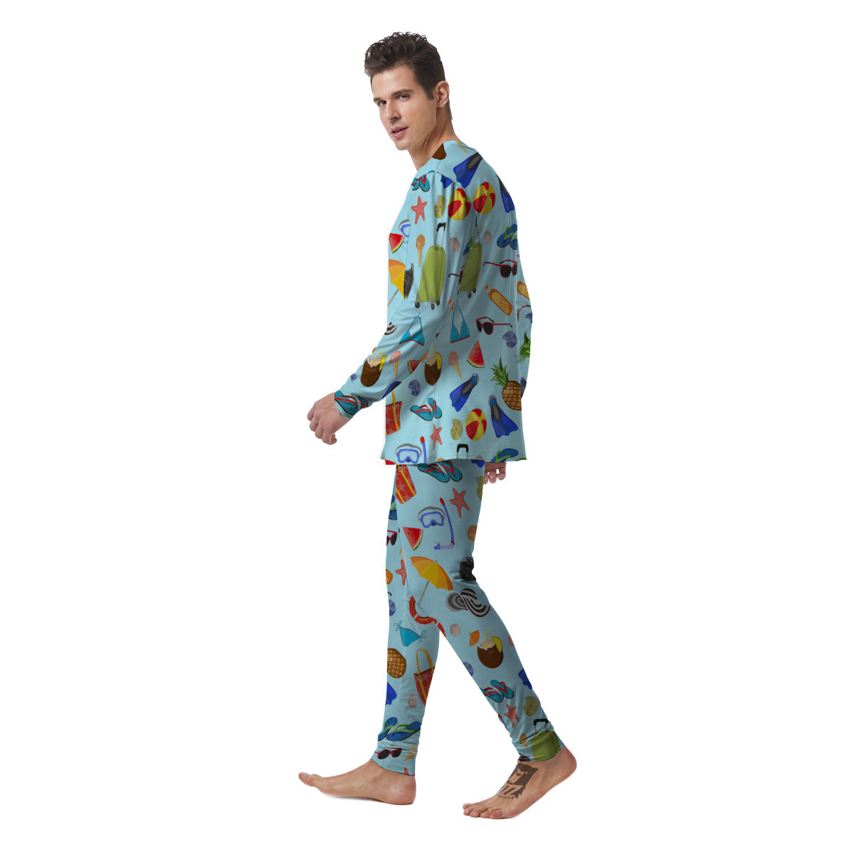 Summer Vacation Travel Print Pattern Men's Pajamas-grizzshop