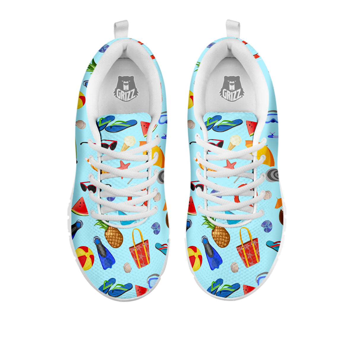 Summer Vacation Travel Print Pattern White Sneaker-grizzshop