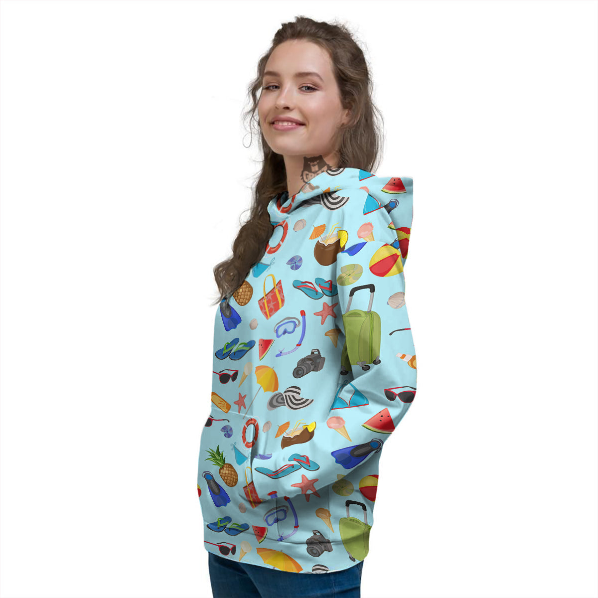 Summer Vacation Travel Print Pattern Women's Hoodie-grizzshop