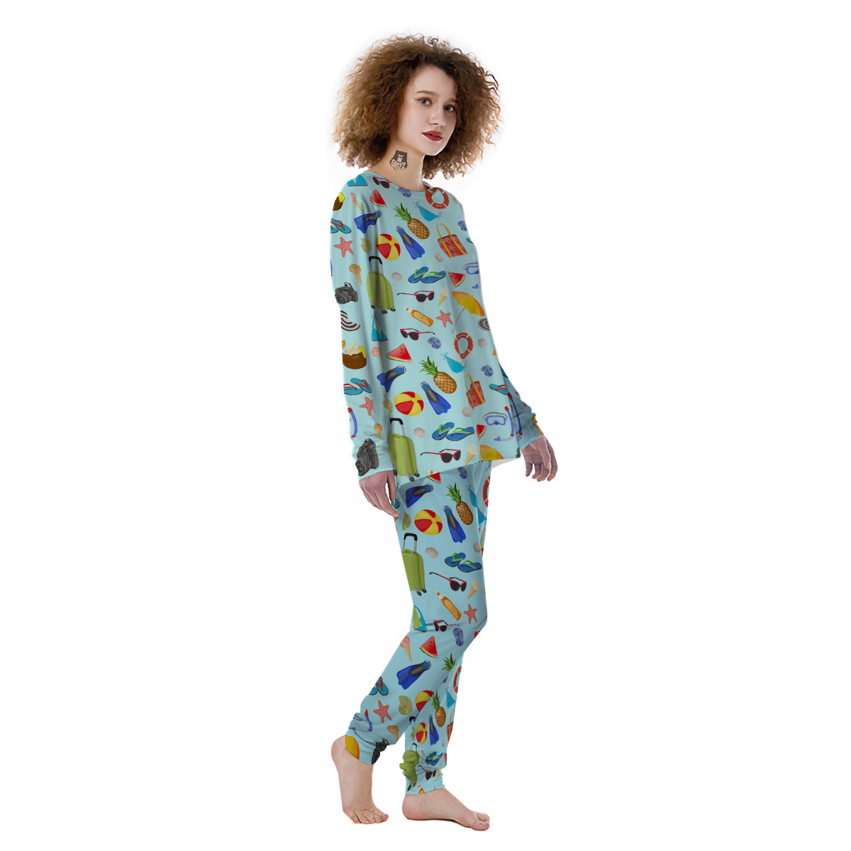 Summer Vacation Travel Print Pattern Women's Pajamas-grizzshop