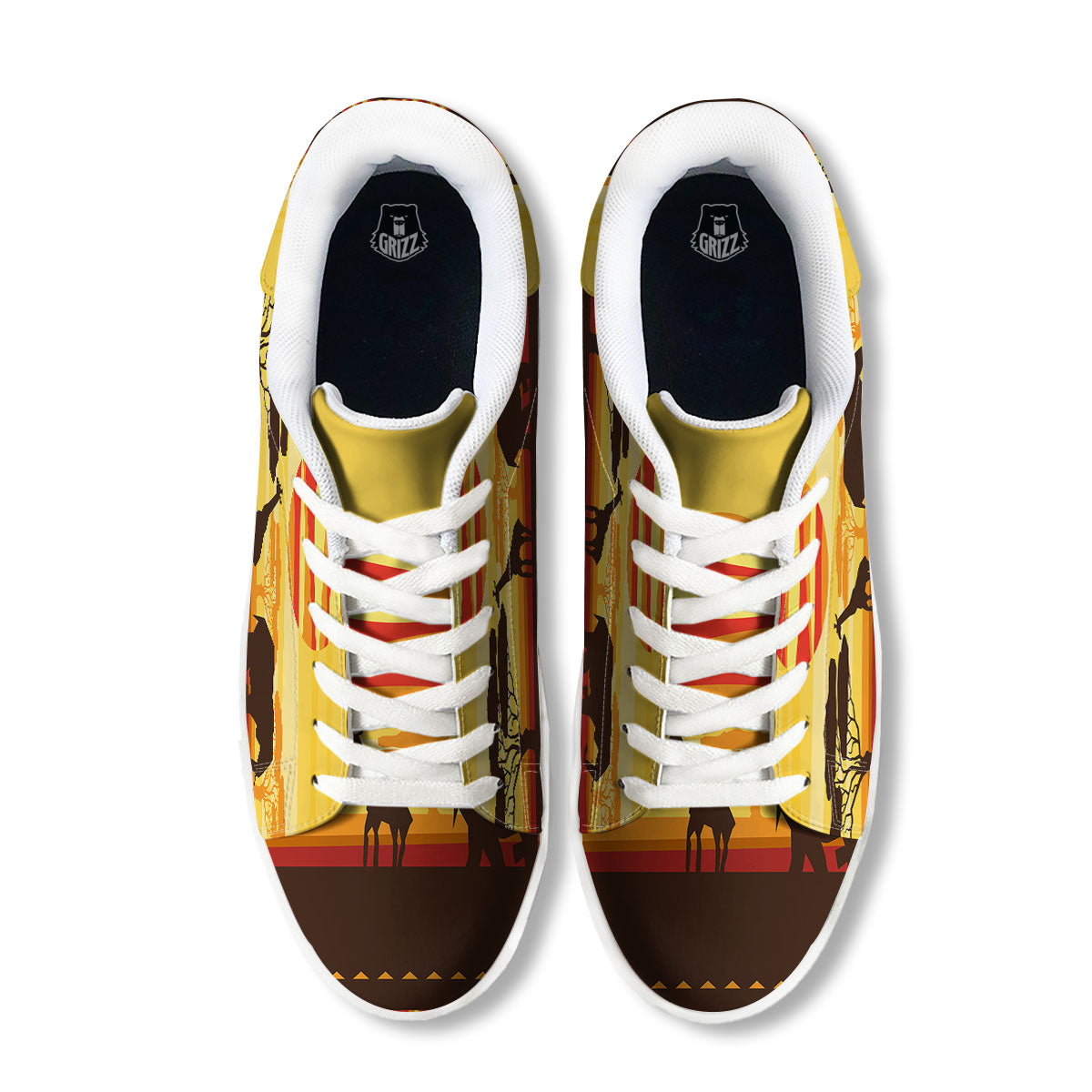 Sun African Print White Low Top Sneakers-grizzshop