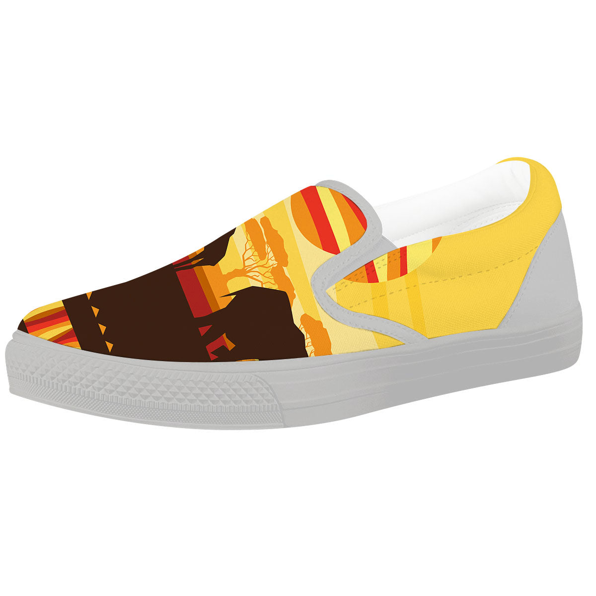 Sun African Print White Slip On Shoes-grizzshop